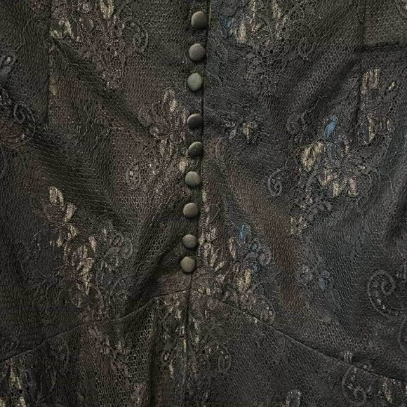 Black long sleeve lace mermaid wedding dress size 16W - Picture 4 of 5